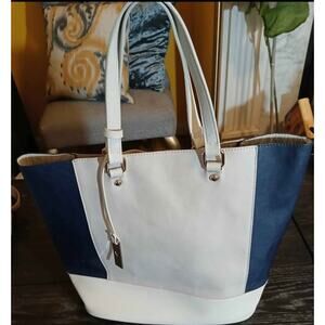 Pre-Loved Blue and White Urban Originals Large Canvas Tote Bag $25.